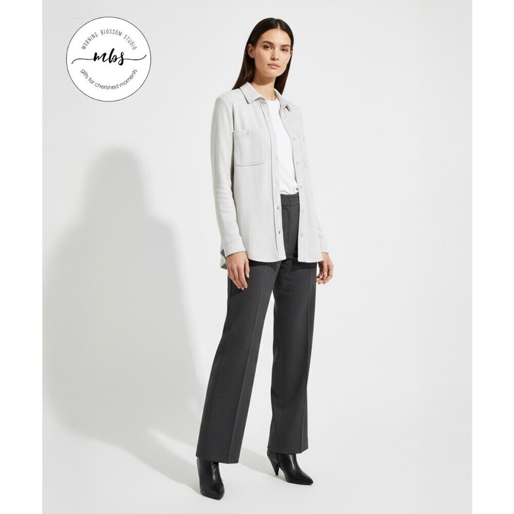 NWT‎ Korye Button Down Long Sleeve Knit Shirt Gray Women M